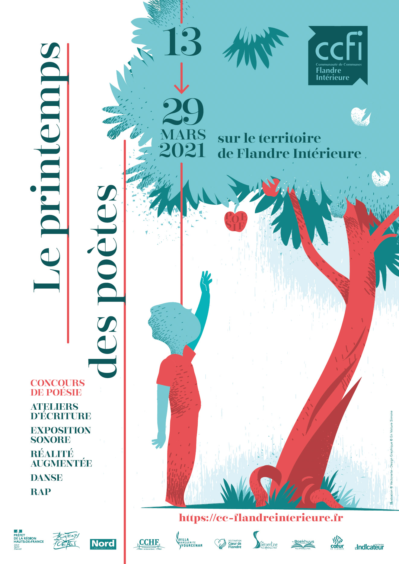 Direction artistique et design graphique de l'événement Printemps de Poètes organisé par Coeur de Flandre Agglo