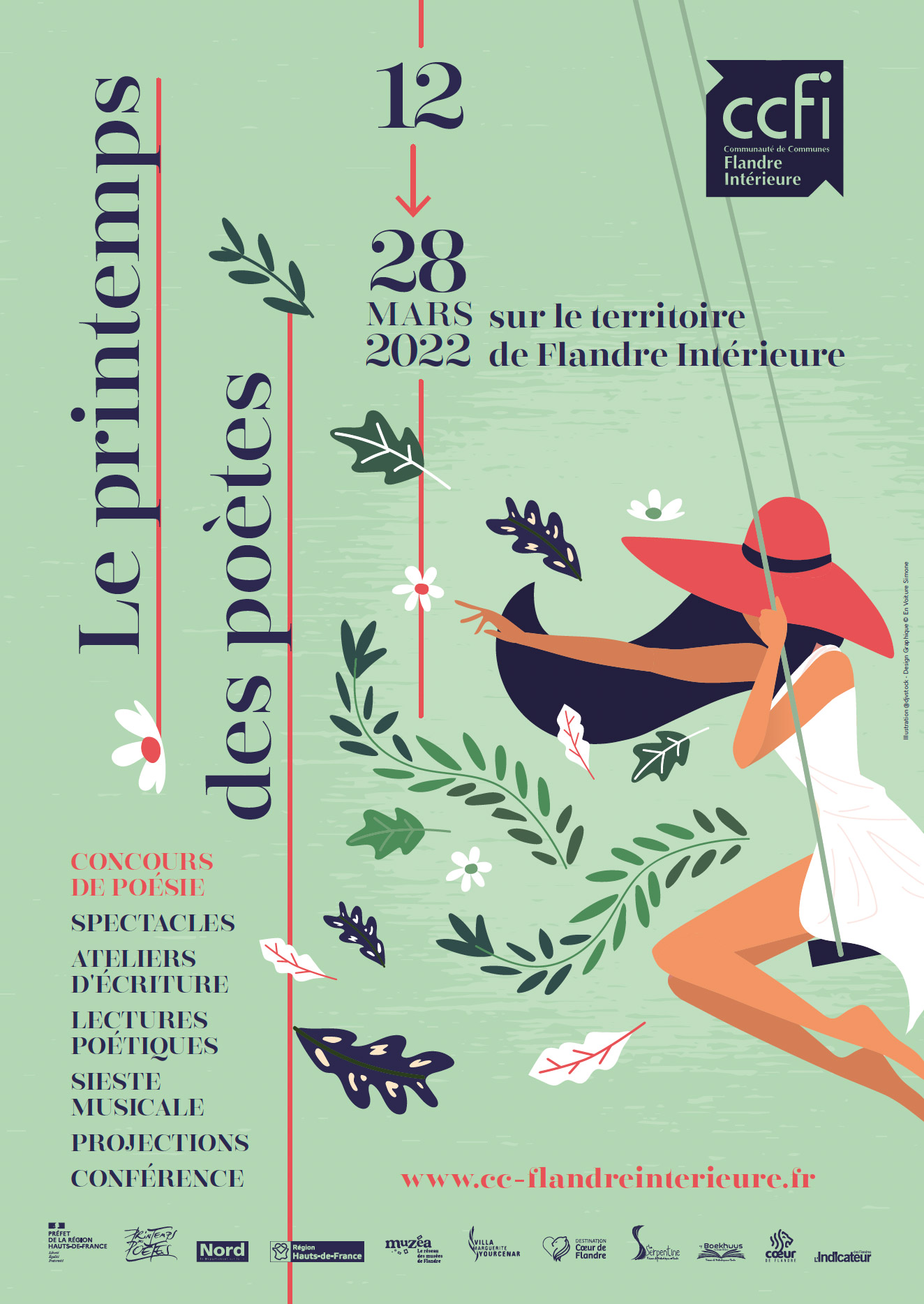 Direction artistique et design graphique de l'événement Printemps de Poètes organisé par Coeur de Flandre Agglo