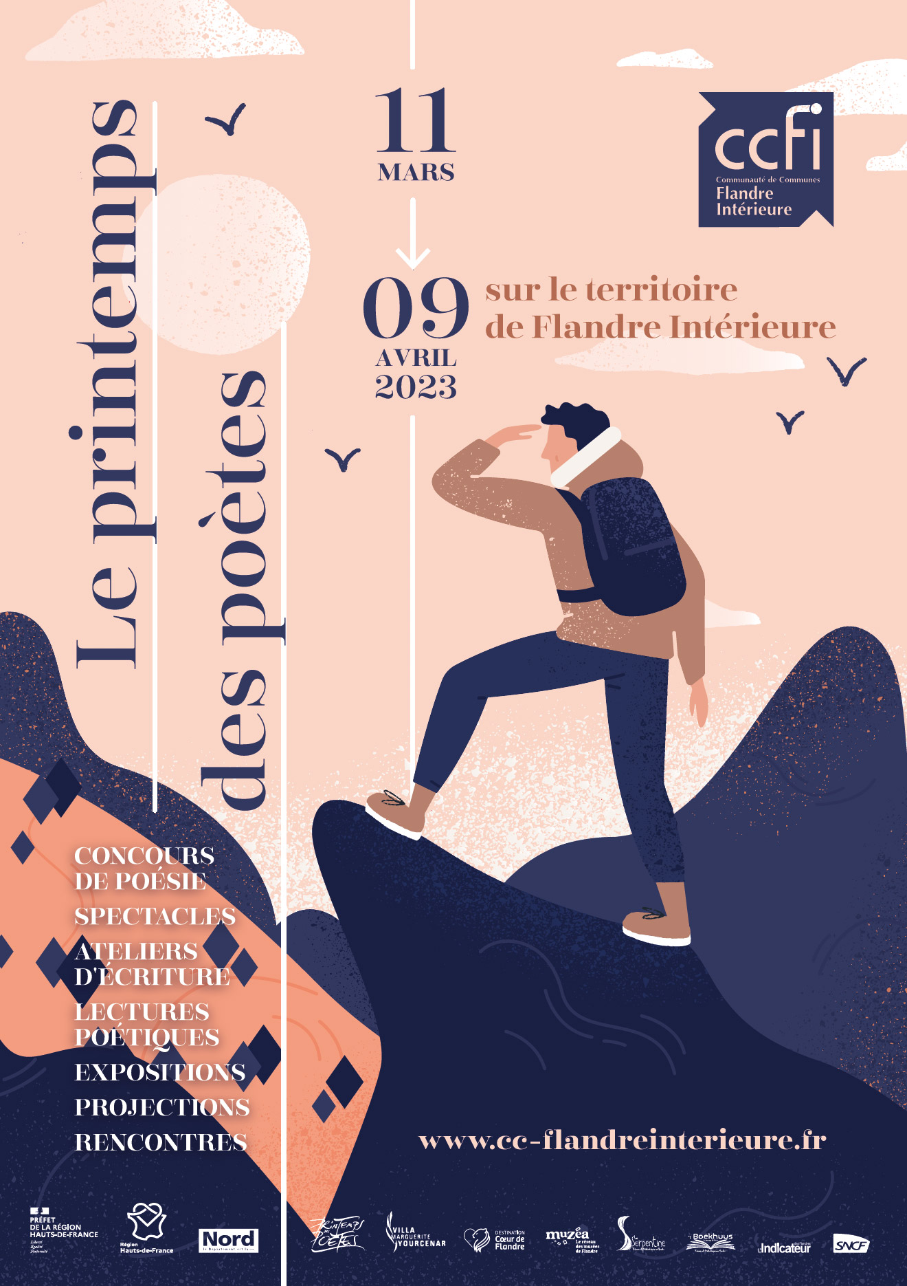 Direction artistique et design graphique de l'événement Printemps de Poètes organisé par Coeur de Flandre Agglo